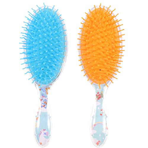 IWOWHERO 2stücke Paddle Haarkamm Ergonomische Haarbürste Mit Sanfter Massagefunktion Für Junge Mädchen Und Frauen Für Glattes Und Lockiges Haar Einhorn Regenbogen-design von IWOWHERO