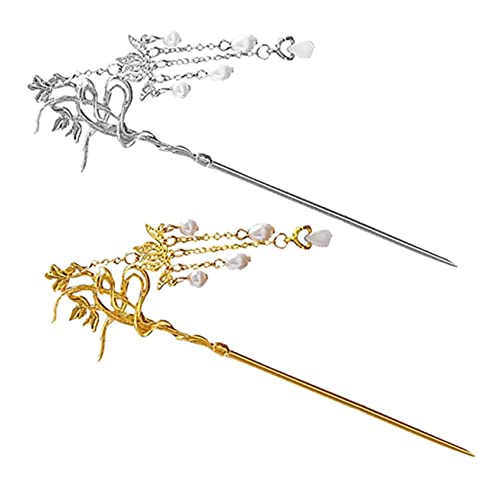 IWOWHERO 2stücke Perlen Haarschmuck Mit Baumelnden Perlen Quaste Chinesischer Haarstab Für Frauen Langer Haarnadel Für Hochzeiten Und Partys Exquisiter Haaraccessoire Für Alltag Und von IWOWHERO