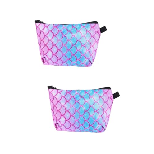 IWOWHERO 2stücke Portable Kosmetiktasche Im Meerjungfrauenschuppen-Muster Große Multifunktions Make-up-Tasche Für Reisen Und Alltag Für Mädchen Und Frauen Und Leicht Zu Reinigen von IWOWHERO