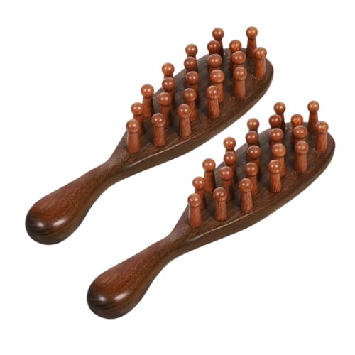IWOWHERO 2stücke Sandelholz-kopfhaut-massagekamm-set Holz-haarbürste Mit Zähnen Entwirrende Bürste Für Sanfte Massage Für Männer Und von IWOWHERO