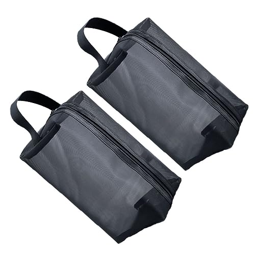 IWOWHERO 2stücke Schwarze Netz Aufbewahrungstaschen Tragbare Kosmetiktaschen Mit Reißverschluss Für Und Outdoor-aktivitäten Multifunktionale Organizer Für Reiseutensilien von IWOWHERO