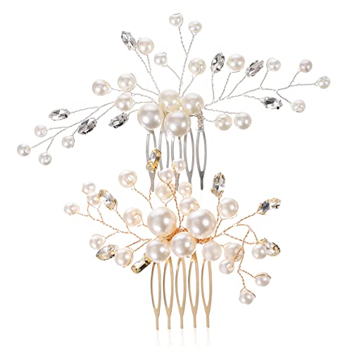 IWOWHERO 2stücke Seitenkamm Für Damen Mit Perlen Und Strass Für Hochzeit Und Brautschmuck Haarkamm-clips Für Brauthaar Und Besondere Anlässe von IWOWHERO