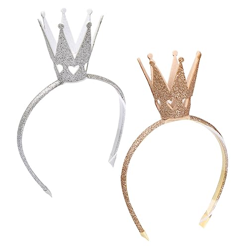 IWOWHERO 2stücke -stirnband Für Mädchen Junge Mädchen Glänzendes Stirnband Im -design Haar-accessoires Für Kleine Junge Prinzessinnen-krone Für Geburtstage Maskeraden von IWOWHERO