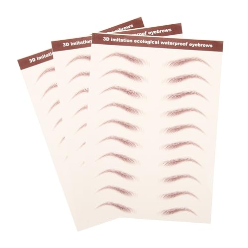 IWOWHERO 3blätter Augenbrauenaufkleber Abziehen Augenbrauen Transfer Aufkleber Augenbrauen Sticker Braun Formen von IWOWHERO