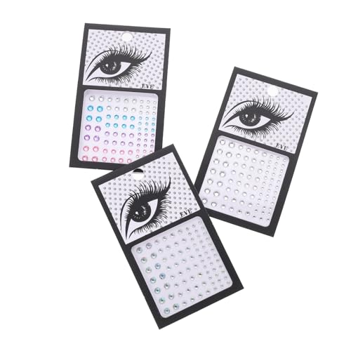 IWOWHERO 3 Sätze Selbstklebende Gesicht Edelsteine mit Weißen und Ab Glitzersteinen Augenwinkel Schmuck für Frauen Wiederverwendbare Strass Sticker für Make up Festival Party und von IWOWHERO