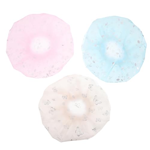 IWOWHERO 3 Stück Mesh-spa-hut Badehaube Goldfolienbesatz Haar-duschhaube Für Frauen Und Mädchen Elastisches Band von IWOWHERO