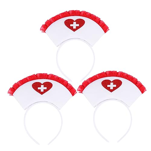 IWOWHERO 3 Stück Halloween Krankenschwester Dress Up Kopf Schnalle Stirnband Karneval Cospaly Haarreifen Kopfknopf Damen Headwrap Damen Kopftücher Halloween Goodie Foto Requisiten von IWOWHERO