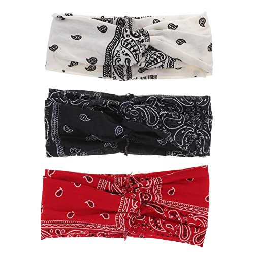 IWOWHERO 3 Stück Kreuz Stirnband Haarbänder Für Damenhaar Bohemia Bedrucktes Stirnband Bohemia Breites Gedrehtes Stirnband Bohemia Headwrap Für Frauen Blumen Print Bohemia von IWOWHERO