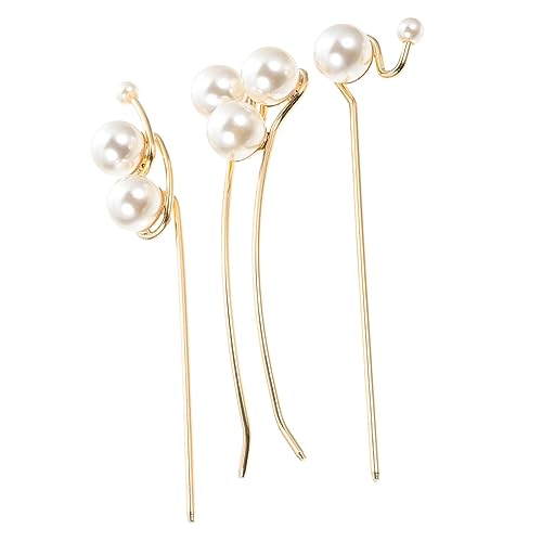 IWOWHERO 3stücke Perlen-haarstäbchen Vintage Haarnadeln Für Frauen Haarbun Elegantes Haarschmuck Für Hochzeiten Partys Und Besondere Anlässe Geschenkidee Für Damen von IWOWHERO