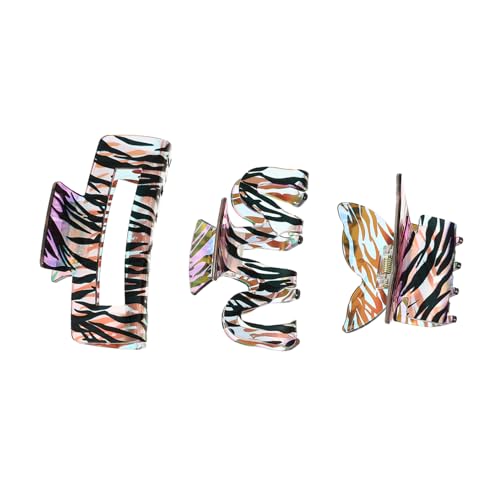 IWOWHERO 3 Stück Teiliges Acryl Haarspangen Zebra Muster Geometrische Haarklammern in Form Schmetterling und Großem Sichere Haarklammern für Damen und Mädchen Vielseitig für Haarstile und von IWOWHERO