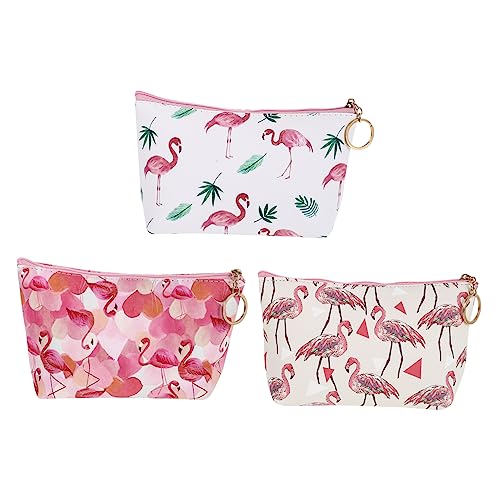 IWOWHERO 3 Stück Teiliges Flamingo Kosmetiktaschen Tragbar Reise Schminktaschen Multifunktional Aufbewahrungstaschen für Damen von IWOWHERO