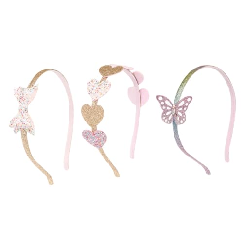 IWOWHERO 3 Stück Teiliges Haarreifen mit Süßem Herz Design Modische Pailletten Stirnbänder Schonend für Party Weihnachten Halloween Vielseitige Mädchen Haar Accessoires von IWOWHERO