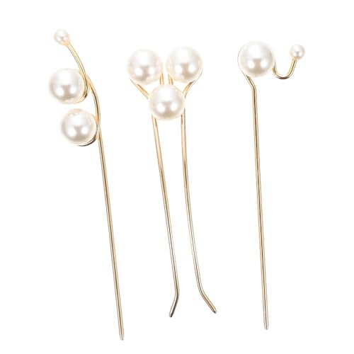 IWOWHERO 3 Stück Teiliges Lange Haarnadeln aus Metall mit Perlen Haarnadeln für Dutt und Zöpfe Eleganter Haarschmuck für Damen Fester Sitz Geeignet für Besondere Anlässe und Alltag von IWOWHERO
