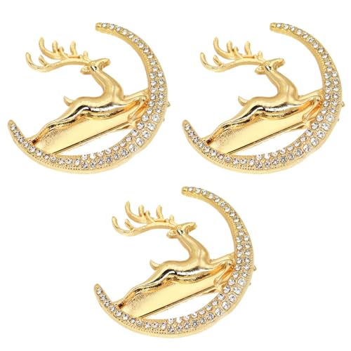 IWOWHERO 3 Stücke Rhinestones Hirsch Haarschneider Haarnadel Hochzeit Proms Party Barrettes Für Frauen von IWOWHERO