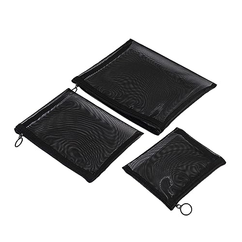 IWOWHERO 3stücke Teiliges Schwarze Netz Kosmetiktaschen Tragbare Make-up Beutel Vielseitige Aufbewahrung Für Damen Für Reisen Outdoor-aktivitäten Und Kosmetikorganisation von IWOWHERO