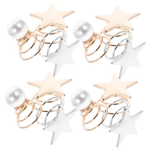 IWOWHERO 36 Stück Teiliges Spiralförmige Haarklammern Damen Haarspangen mit Pentagramm und Perlen Fester Griff und Haarschonend Vielseitiger Haarschmuck für Hochzeit und Alltag von IWOWHERO