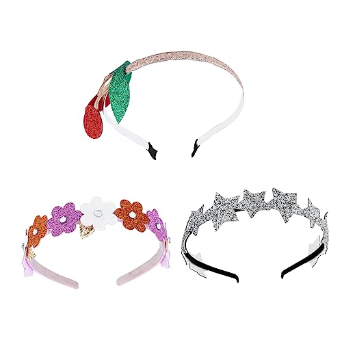 IWOWHERO 3St Glitzerndes Stirnband für Kinder Glitzernde Haaraccessoires für Kinder Glitzernde Haarbänder für besondere Anlässe Haarreifen -Blumen-Stirnbänder haarschmuck die Blumen von IWOWHERO