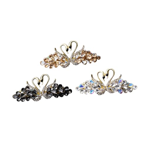 IWOWHERO Haarspangen mit Kristallschwanenmotiv für Damen Haar-accessoires Aus Metall Vintage-stil Pferdeschwanz-clip Hochzeitshaarschmuck von IWOWHERO