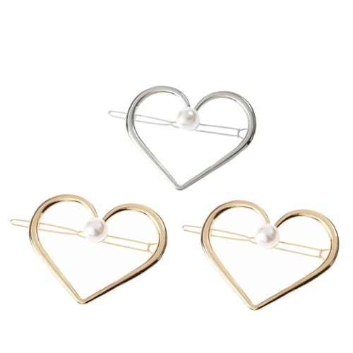 IWOWHERO 3stücke Teiliges Herzförmige Perlen-haarspangen Aus Umweltfreundlichem Für Damen Elegante Haarschmuck Für Hochzeiten Und Partys von IWOWHERO
