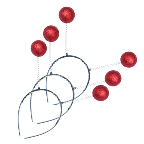 IWOWHERO 3stücke Pack Weihnachts-kugel-haarreif Originelle Kopfbedeckung Für Party Rote Kugel Leicht Und Sicher Für Junge Mädchen Und Erwachsene von IWOWHERO