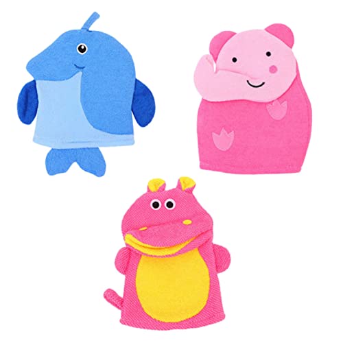 IWOWHERO 3St tierisches badetuch Badeschäumende Fäustlinge Schrubbhandschuh Clip auf Geweih badehandtuch kinder badehandtücher kinder handschuhe Körperpeelinghandschuh Hautreinigungsmittel von IWOWHERO
