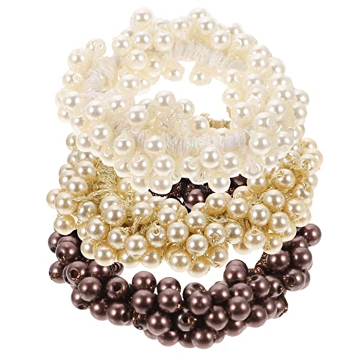 IWOWHERO 3stücke Perlen Haarringe Elastische Haarclips Mit Perlen Für Frauen Und Mädchen Geeignet Für Pferdeschwänze Hochsteckfrisuren Und Alltag Kopfschmuck Mit Perlendekor Für Partys Und von IWOWHERO