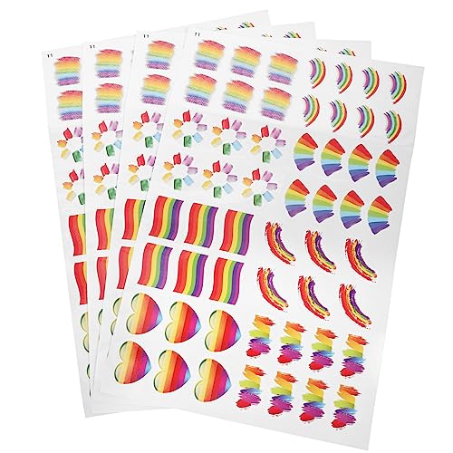IWOWHERO Pride-regenbogen-aufkleber 4er-set 54 Stück Pro Blatt Selbstklebende Gesichtsaufkleber Für Pride-monats-events von IWOWHERO