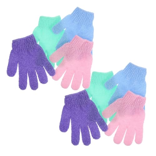 IWOWHERO 4 Paar Nylon Duschpeelinghandschuhe Körperpeeling Handschuhe Für Männer Und Frauen Elastische Badehandschuhe Für Hauttypen Peeling Zubehör Für Dusche Und Spa Farben Zufällig von IWOWHERO