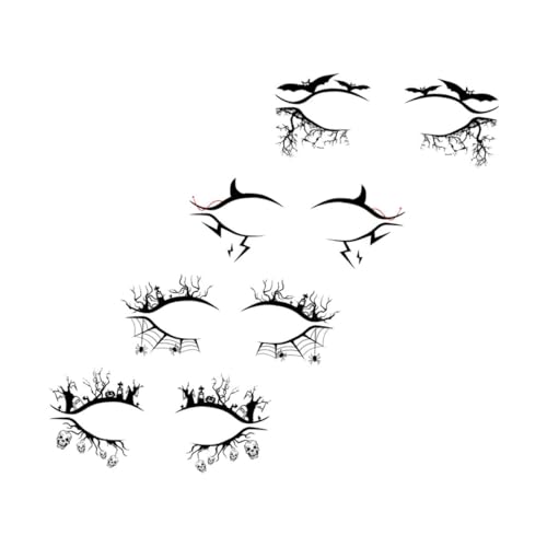 IWOWHERO 4 Paare Eyeliner Aufkleber Halloween Horror Augen Makeup Tattoo Party Dekorative Lidschatten Schablonen für Frauen Tanzball Kostüm Zubehör von IWOWHERO