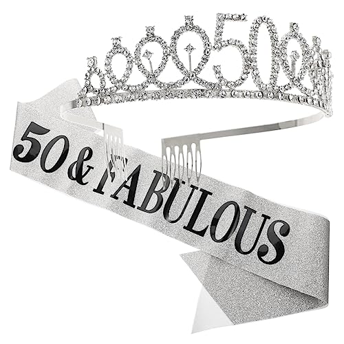 IWOWHERO 4stücke Geburtstagskrone Und Schärpe Für Geburtstag Elegante Partydekoration Mit Krone Und Etikette-gürtel Für Damen Für Unvergessliche Feierlichkeiten von IWOWHERO