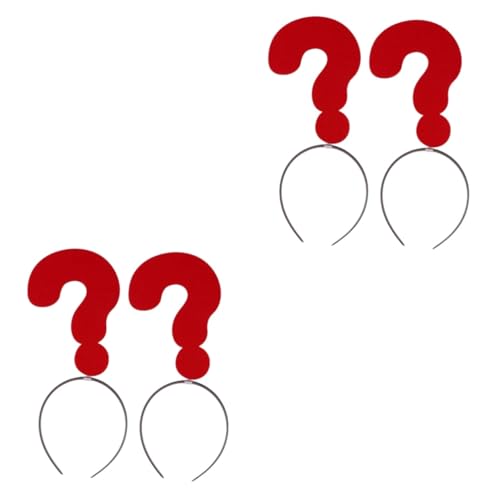 IWOWHERO 4 Stück Fragezeichen Stirnband Maeks Neuheits Stirnband Partykostüm Haarreifen Kostümzubehör Foto Kopfbedeckung Fragezeichen Haarreifen Stirnbänder Hutstirnband Gruseliges Rotes von IWOWHERO