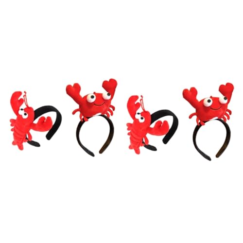 IWOWHERO 4 Stück Hummer Und Krabben Stirnband Krabben Kopfbedeckung Krabben Kopfschmuck Krabben Cosplay Haarband Kinder Plüsch Stirnband Krebskrallen Stirnband Plüschtier Haarband von IWOWHERO