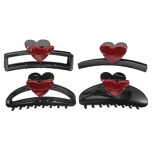 IWOWHERO 4 Stück Klassischer Liebesgreifer in und Rot Haarspangen Haarklammer Krallenklammern Haarschmuck für Damen Haarnadel Krallenclips für Haare Klemmbacken für Haare wild Harz von IWOWHERO