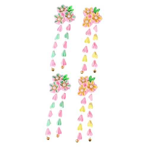 IWOWHERO 4 Stück Mädchen orientalische Kirschhaarnadel japanischer Haarnadelstab Quaste haarschmuck haar spangen mit Quasten für Kinder im chinesischen Stil von IWOWHERO