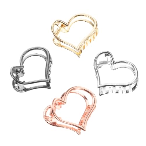 IWOWHERO 4stücke Minimalistische Haarklammern Herzform Haarspangen Damen Kopfschmuck Roségold Silber Gold Schwarz von IWOWHERO