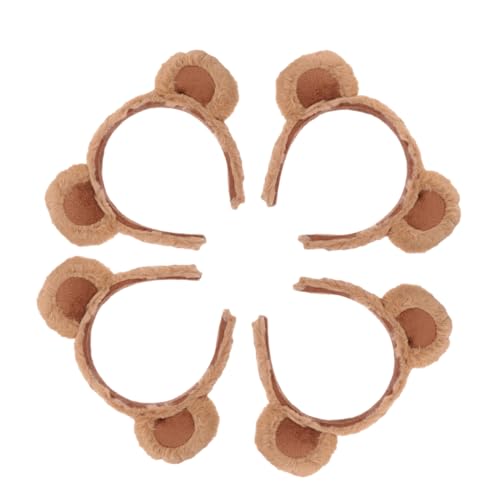 IWOWHERO 4 Stück Niedliche Plüsch Bärenohren Haarbänder für Mädchen Kuschelig Weiche Stirnbänder Rutschfestes Party Cosplay Accessoire für Festivals und Alltag von IWOWHERO
