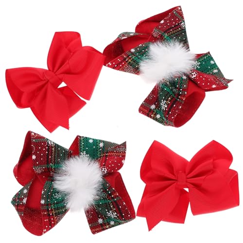 IWOWHERO 4 Stück Schleife Haarnadel Bogen Clips Kinderhaarklammern Haarklauenclip rote Haarschleife Haar Mädchen beugt sich für Haare Mädchenschleifen für Haare Clip-Bögen Stoff von IWOWHERO