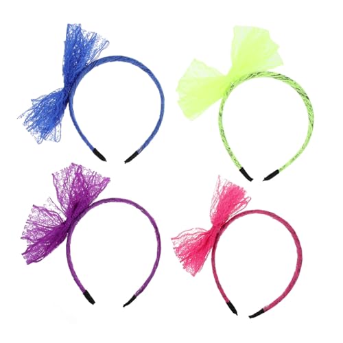 IWOWHERO 4 Stück Schleife Stirnband Haarband mit Tuch Stirnband für Mädchen haarschmuck kinder stirnband Haargummi weibliches Stirnband große Schleifenstirnbänder Krawatte Kopfbedeckung von IWOWHERO