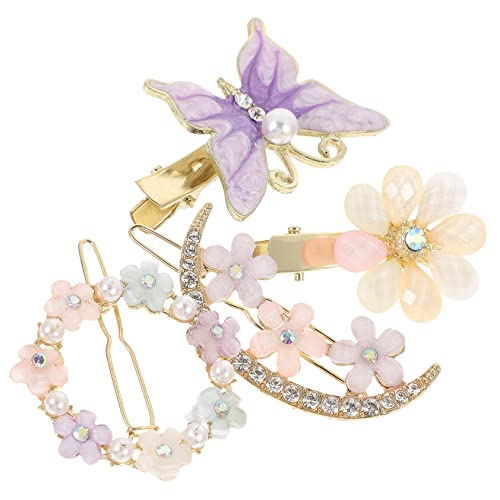 IWOWHERO 4stücke Haarclips Blumen Schmetterling Haarnadel Mit Strass Für Damen Haaraccessoires Für Verschiedene Anlässe von IWOWHERO