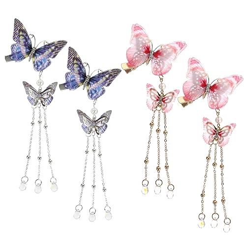 IWOWHERO 4stücke Schmetterlings-haarspangen Mit Quasten Metall Haarklammern Für Damen Elegante Haarschmuck Für Besondere Anlässe Und Alltag Für Partys Und Fotoshootings von IWOWHERO