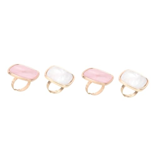 IWOWHERO 4 Stück Shell-ring-palette Damenringe Polieren Haarfolie Nagellack-mischtablett Farbtafel Selber Machen Fingerringe Bemalen Bandringe Für Damen Maniküre-ring Farbpaletten Harz Weiß von IWOWHERO