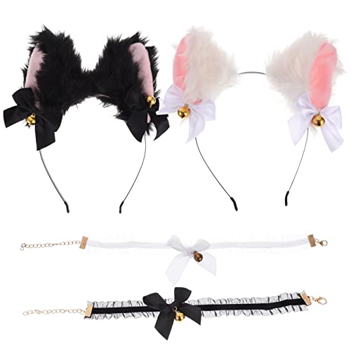 IWOWHERO 4stücke Teiliges Katzenohren Haarreif Und Halskette Für Cosplay Und Partys Accessoires Für Halloween Geburtstagsfeiern Und Rollenspiele von IWOWHERO