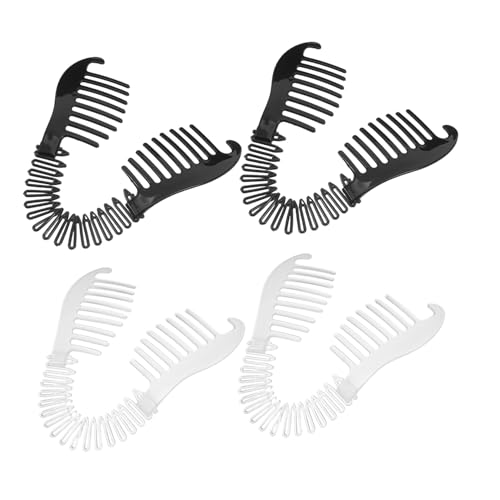 IWOWHERO 4 Stück Teiliges Bananen-haarclips aus Flexiblem Kunststoff Doppelseitige Haar-kämme Leichter und Bequemer Pferdeschwanzhalter für Frauen Vielseitig Einsetzbar bei Alltag Sport und von IWOWHERO
