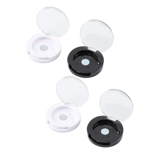 IWOWHERO 4 Stück Teiliges Magnetisches Lidschatten Einzelfarbbehälter Leere Kosmetikboxen in Weiß und Schwarz Langlebiger Make Up Organizer für Lidschatten Puder und Foundation von IWOWHERO