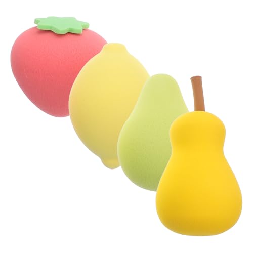 IWOWHERO 4 Stück Teiliges Make up schwamm Aufbewahrungsbox Kleine Früchte formen für Flüssige Foundation und Puder Wiederverwendbar Weich für Präzises Make up für Frauen und Unterwegs von IWOWHERO