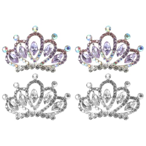 IWOWHERO 4 Stück Teiliges Mini Tiara Haarschmuck mit Funkelnden Strasssteinen Kronen Haarkamm für Bräute und Blumenmädchen Eleganter Brautschmuck für Hochzeit Party und Festliche Anlässe von IWOWHERO