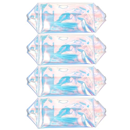 IWOWHERO 4 Stück Teiliges PVC Kosmetiktaschen Transparente Bunte Kulturbeutel Reise Make up Organizer Tragbare Aufbewahrungstaschen für Zuhause und Unterwegs von IWOWHERO