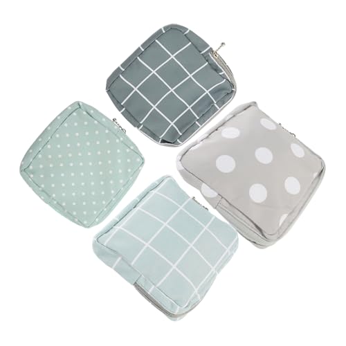 IWOWHERO 4 Stück Teiliges Period Bag mit Reißverschluss Tragbare Menstruationstaschen für Damenbinden Tampon Organizer Kompakte Aufbewahrungstaschen für Reisen Schule Büro in Verschiedenen von IWOWHERO