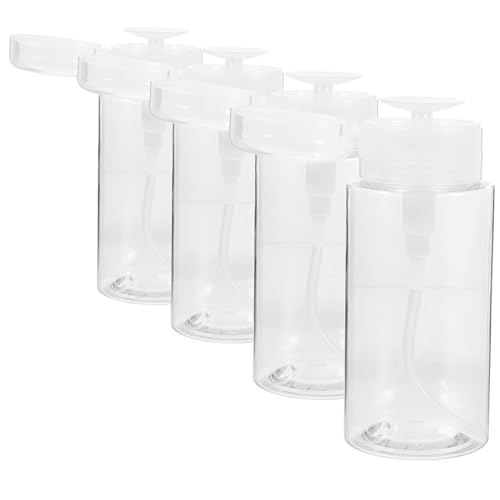 IWOWHERO 4 Stück Teiliges Pressflaschen Langlebige Nachfüllflaschen für Nagellackentferner Praktischer Push down Pumpspender Auslaufsicher für Kosmetikaufbewahrung und Make up Organizer von IWOWHERO