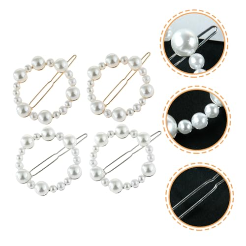 IWOWHERO 4 Stück Teiliges Runde Perlen haarclips Damen Modische Haarschmuck Haarspangen in Gold und Silber für Verschiedene Frisuren Elegante Haarklammern für Alltag und Besondere Anlässe von IWOWHERO